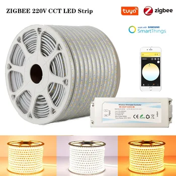 1 M-15 M 220 U Zigbee Smart life Kontroler Kratka SMD5050 Bijela + Topla bijela CCT Trake Led Svjetla Vanjski Svjetlo za 2MQTT Tuya Alexa