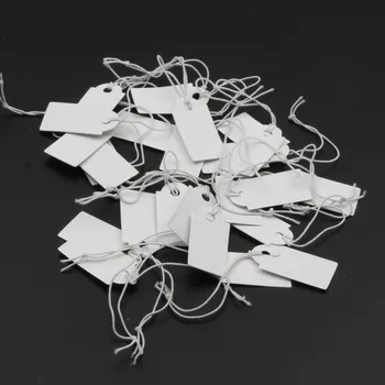 100pc Nakit String Kabel oznake cijenu Pravokutnik Bijela Prazan Prečac nakit Prikaz Karte Kartonskih Ambalaža Objesiti Tag Kartice