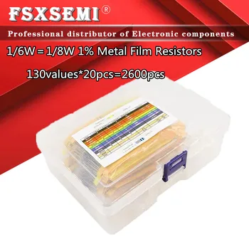 130 vrijednosti X20 kom = 2600 kom 1/6 W ≈ 1/8 W 0,125 W 1% metal Film otpornici Ponekog Kit Kit Otpornika Asortiman kompleta