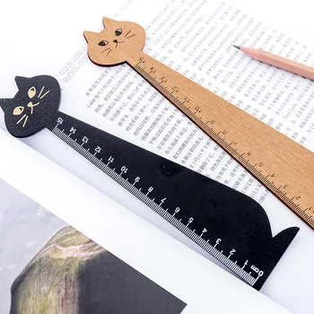 15 cm Crtani Mačka Oblik Izravna Linija Kreativni Drveni Kawai Slika Poklon Mjerni Alati Školski Uredski Pribor Korejski Celina