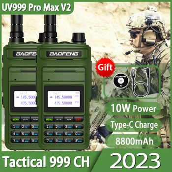 2 komada Baofeng UV999 Pro Max 10 W Profesionalni Prijenosni prijenosni radio Transreceiver 999CH Type-C Punjač Ažuriranje UV-10R 5R CB Dvosmjerni radio