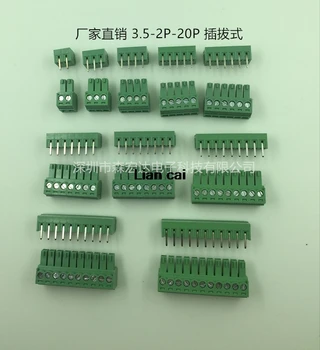 20 Parova 3,5 mm Konektora za povezivanje čahuraste stezaljke na pcb 2/3/4/5/6/7/8/9/10P pod pravim kutom KF15EDG-3.5 Bakar Zelena RoHSr