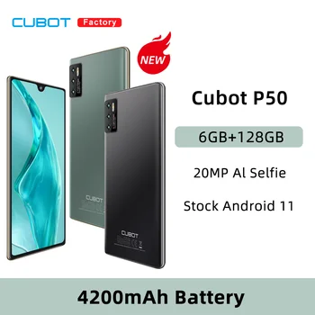 2022 Novi dolazak Cubot P50 Android Smartphone 6 GB RAM-a I 128 GB ROM 4200 mah 6,217 inča NFC 20MP AI Skladište Mobilne Telefone celular