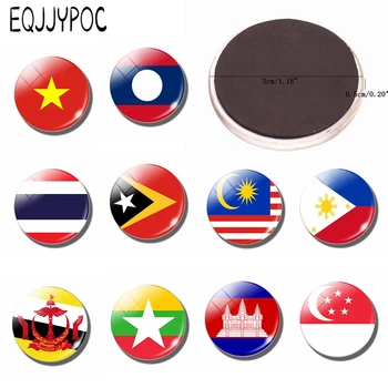 Azijski Zastava Suvenir Magnet Za Hladnjak Ukrasne Magnetna Naljepnica Na Hladnjak Mianmar Brunej Kambodža Istočni Timor Laos
