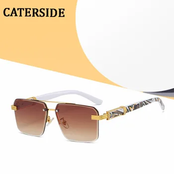 CATERSIDE Boxy Vintage Sunčane Naočale Gospodo 18-Karatnog Zlata 2022 Nijanse Sunčane Naočale Rimless Za Žene i Za Vožnju Na Otvorenom Oculos Gafas UV400
