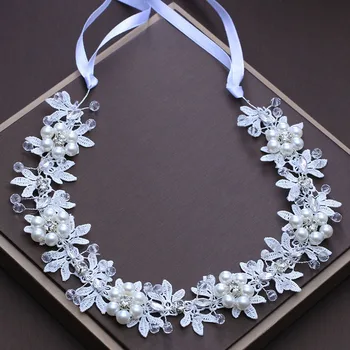 Cvijeće Biser Crystal Vjenčanje Povez Za Mladence, vještački dijamant Perle Zavoje na Glavi za Žene Mladenka Vjenčanje pokrivala za Glavu, Pribor Za Kosu