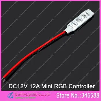 DC12V 12A 3 kanala Mini je Tanak Ugrađeni 3 Ključa RGB LED Kontroler za 5050 i RGB 3528 LED Striplight