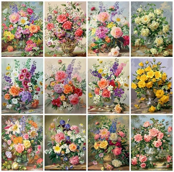 EverShine Slikanje Po Brojevima Cvijeće Bojanje Po Brojevima Ruže cvijeće Crtanje na Platnu Umjetnost Ručnog Rada Hobi Kućni Dekor