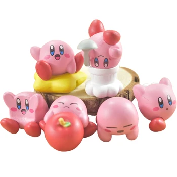 Figurica Kirby iz Anime, Ružičasta i Slatka Collectible Igračke, Japanski Figurice, Skup Kolekcionarstvo od 6 PVC Materijala, Božićni Dar za Djecu