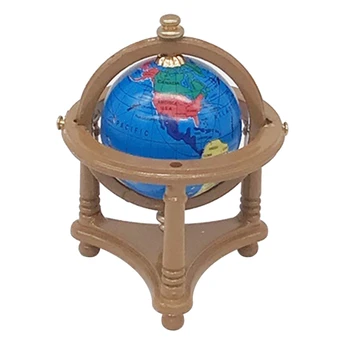 Globus svijeta dollhouse Razmjera 1/12 sa Drvenim Postoljem, Kućica za lutke s mini-globus Za Uređenje desktop zaslona dollhouse