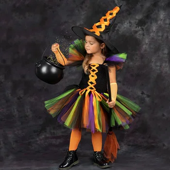 Halloween Maske, Kostim Vještice Dječji Cosplay Party Karneval Festival Haljina Haljina Princeze Šiljast Šešir Metlu Odijelo