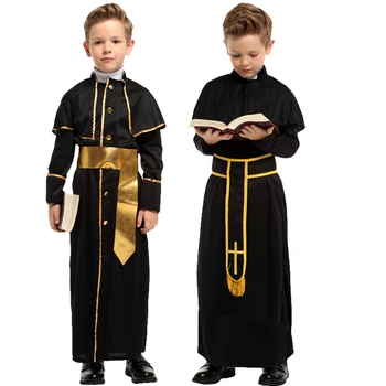 Halloween Srednjovjekovni Misionarskog Ogrtač Cosplay za Oca Djeca Svećenik, Redovnica Misionarskog Odijelo Setovi Dječja Haljina