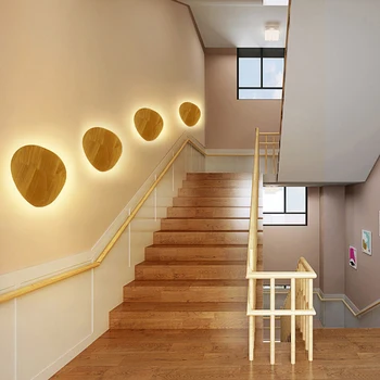 Japanski Drvene Zidne Lampe za Spavaće sobe, Hodnika, Moderna Puki Ukras, Kružni Zid Bra, Zidni Dekor, Svjetiljke