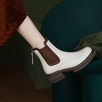 Jesensko-zimska obuća ženske cipele od спилка, Ženske cipele na ne сужающемся dolje masivnim petu s okruglim vrhom, šarene Cipele na platformu ženske botas de mujer