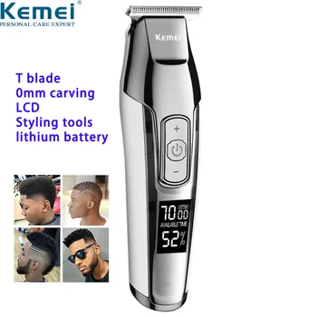 Kemei Brijač Profesionalni Stroj Za Šišanje Kose LCD Zaslon 0 mm Ćelav Trimer za Bradu i za Muškarce DIY Električni Rezač Stroj Za Šišanje