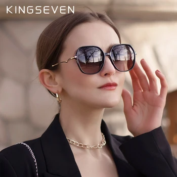 KINGSEVEN 2022 Dizajn Velike Okvira Polarizirane Sunčane Naočale Za Žene UV400 Leće U Obliku Munje Hramovi Kvalitetne Ženske Naočale