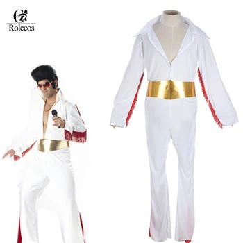 Klasični Pjevač Cat Kralj Elvis Presley Cosplay Odijelo Bijeli Kostim za Noć vještica za Muškarce i Odrasle