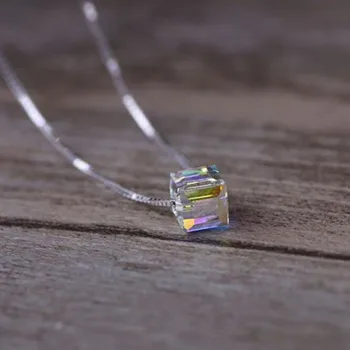 Moda Aurora Šećerna Kocka Crystal Geometrijski Kvadratnom Privjesak Ogrlice za Žene Srebrna Boja Kreativni Trend Nakit SN195