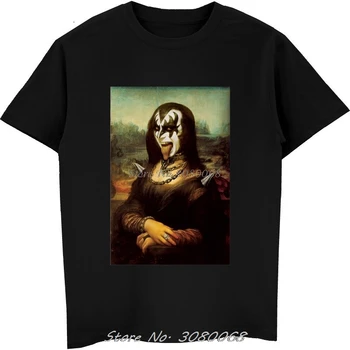 Mona Lisa Poljubac t-Shirt Novi Stvorenja Razarač Neonski Rock Ljubav Njegu Kože Lica Gene Gun Trendi Majica Za Muškarce majice
