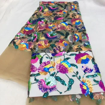 Najnoviji afrička cvjetne čipke tkanina 2021, visokokvalitetna cvjetne čipke vez sa šljokicama, нигерийская cvjetne čipke tkanina ženske haljine J40371