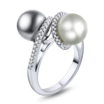 Potpuno Novi prsten sa Sivim i bijelim Biserima za žene, Lijep prsten za karijeru, donje upečatljiv nakit proizvod, дропшиппинг
