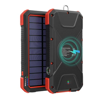 Prijenosni Bežični Punjač BLAVOR Solar Power Bank sa 4 Izlaza i 2 Ulaza, vanjska baterija kapaciteta 20000 mah IPX5 Vodootporan