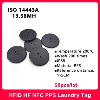 RFID HF NFC Tag za rublje 13,56 Mhz s visokim термостойкостью PPS-gumb RFID Smart kartice ISO14443A 50 kom./lot