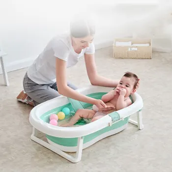Sklopivi baby Bath, Prijenosni Dječji Tuš Kade S non-slip Jastuka, Ekološka Kada Za Novorođenčad, Sigurno Podesiva Dječje Kada