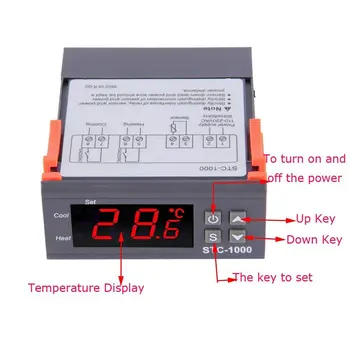 STC-1000 LED Digitalni Regulator Temperature Termostat Termostat Akvariju Inkubator 220 Sa Senzorom Sonda Kabel