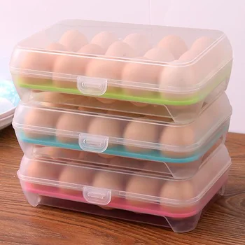 Svježe Skladištenje 15 Grid Prozirni Spremnik Za Skladištenje Jaja Hladnjak Prijenosni Vanjski Šok-Dokaz Plastični Kontejner Za Jaja Hrane Kontejner