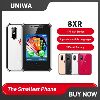 UNIWA 8XR 2G GSM Funkcija Telefona 1,77 inčni zaslon osjetljiv na dodir mini Mobilni telefon MTK6261D 350 mah Podržava više jezika