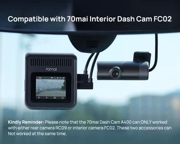 Unutarnja kamera 70mai samo za 70mai Pro Plus +, A800S, 70mai A400 FC02 za A500S, A400, A800S (ne može se koristiti zajedno sa stražnje kamere)