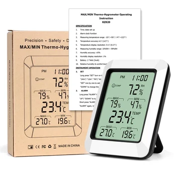 Veliki LCD zaslon Mjerač Temperature i Vlage U prostoru Monitor Max/Min Kućni Ured Digitalni Termometar Hygrometer Alarm