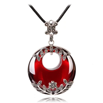 visoka kvaliteta 925 sterling srebra, prirodni kamen, nara ogrlica, klasicni crveni Privjesak s lancem, Ženski nakit, poklon za zaljubljene djevojke