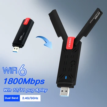 WiFi 6 USB Adapter 1800 Mb/s 5G/2,4 Ghz Wi-Fi USB3.0 Ključ Bežična Mrežna kartica, 802.11 ax Wifi6 Za Windows10/11 Upravljački program za besplatno
