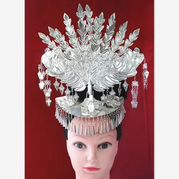 ženska odjeća miao srebro ukras za glavu trn šešir miao pribor za ples s павлином pribor za косплея šlem manjina